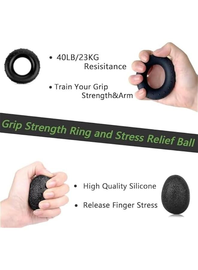 HOOKOR Hand Grip Strengthener kit(5 Pack),Grip Strength Trainer,Forearm Workout Trainer Adjustable Grip Exercises,Finger Grip Strengthener,Finger Stretcher,Grip Ring & Stress Relief Ball - Image 3