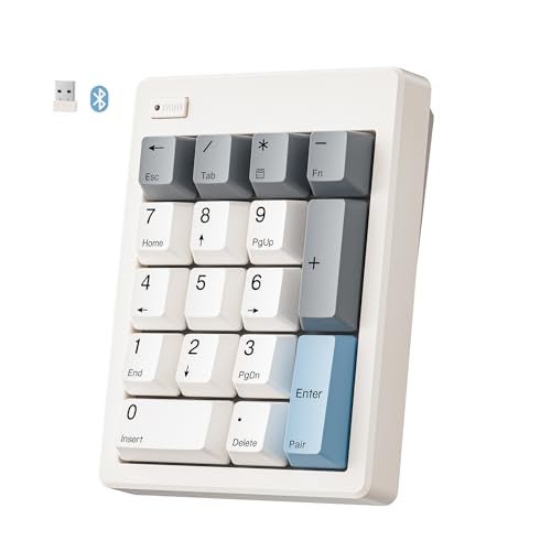 Kisnt FD17 Wireless Mechanical Number Pad, Bluetooth 5.0& 2.4G Dual Mode Numeric Keypad, 17 Keys Hot Swappable Numpad with PBT Keycaps for Laptop/PC/TKL Keyboards(Black, Linear Switch) - Image 1