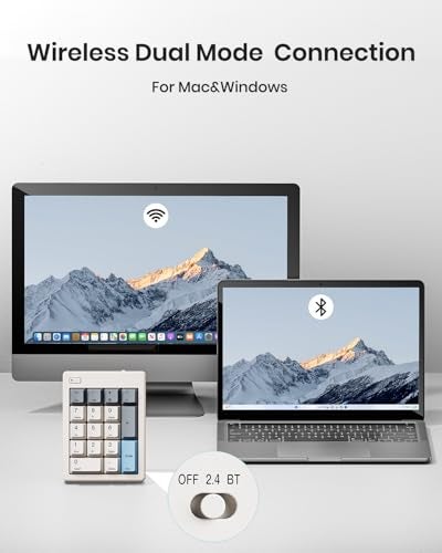 Kisnt FD17 Wireless Mechanical Number Pad, Bluetooth 5.0& 2.4G Dual Mode Numeric Keypad, 17 Keys Hot Swappable Numpad with PBT Keycaps for Laptop/PC/TKL Keyboards(Black, Linear Switch) - Image 2