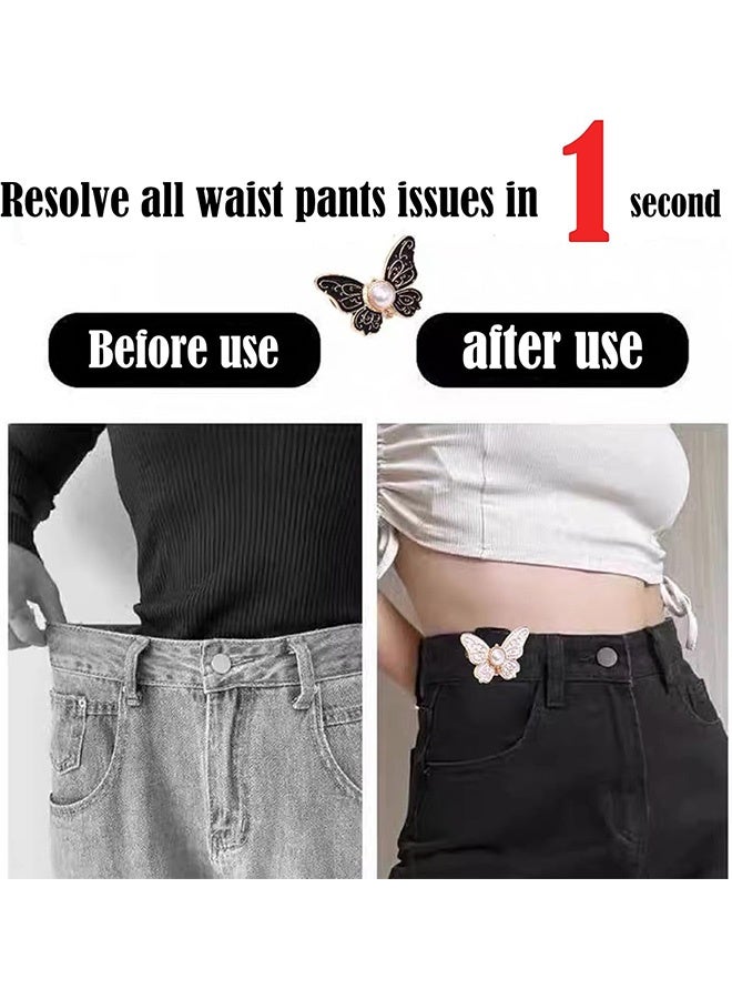 Quantum 12 Sets Butterfly Jeans Button Pant Waist Tightener Jeans Waist Adjusters - No-Sew Denim Button Replacement Pins Adjustable Waist Buckle Sets Detachable Waist Band Tightener Pant Clips for Loose, Pants, Skirts, Sleeves - Image 4