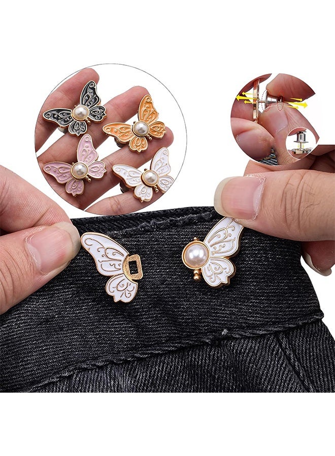 Quantum 12 Sets Butterfly Jeans Button Pant Waist Tightener Jeans Waist Adjusters - No-Sew Denim Button Replacement Pins Adjustable Waist Buckle Sets Detachable Waist Band Tightener Pant Clips for Loose, Pants, Skirts, Sleeves - Image 3