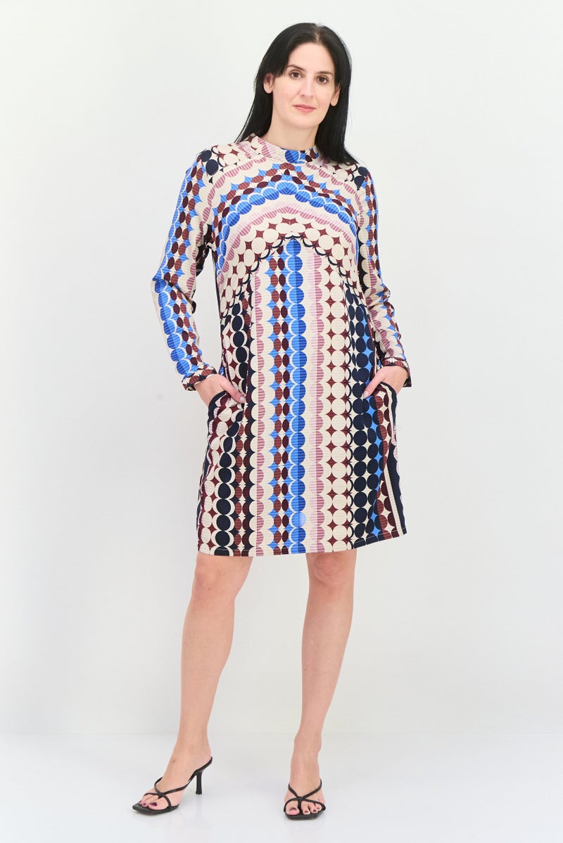 Donna Morgan Women Allover Printed Midi Dress, Blue - Image 2