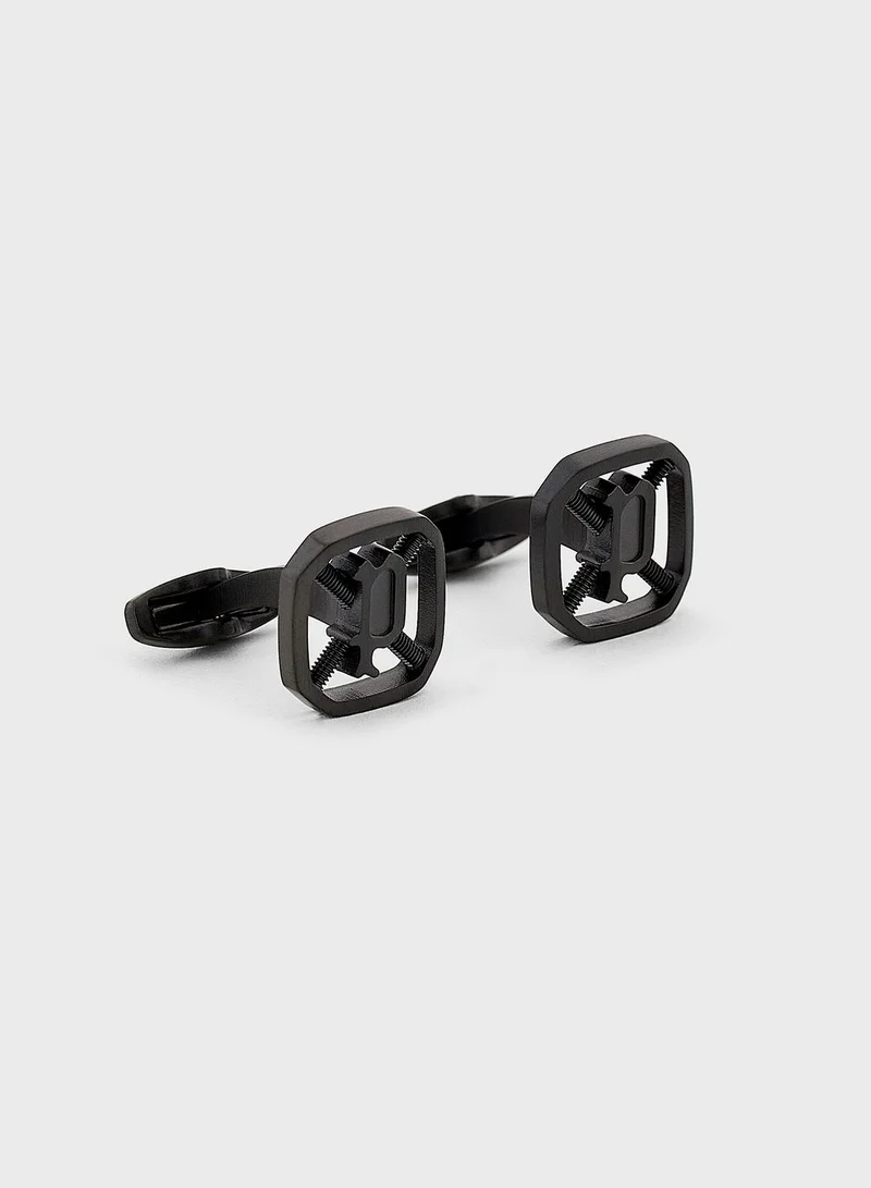 POLICE  SPRING BRUSHED LOGO CUFFLINKS for Men | Best Price UAE