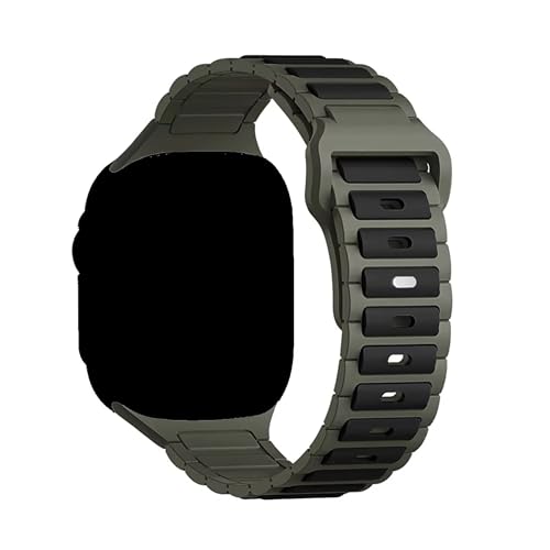 GUOi® Silicone Watchband Compatible with Apple Watch Ultra 2 ＆ Ultra 49mm 45mm 44mm 42mm 46mm - Men & Women Strap for iWatch Se10/9/8/7/6/5/4/3/2/1 SE 46/44/45/49/42mm (Series 3/2/1) -GREEN/BLACK - Image 1