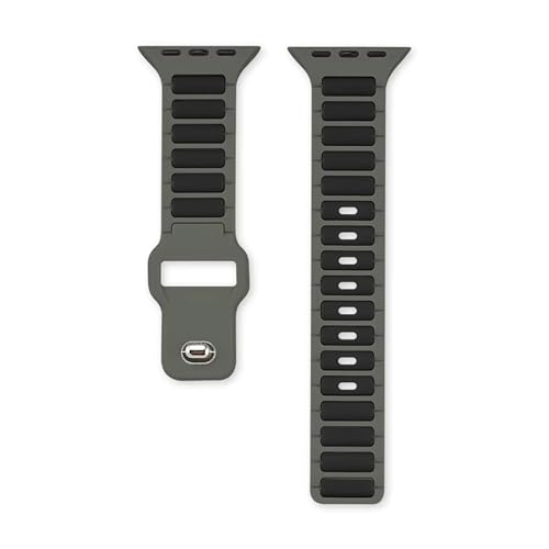 GUOi® Silicone Watchband Compatible with Apple Watch Ultra 2 ＆ Ultra 49mm 45mm 44mm 42mm 46mm - Men & Women Strap for iWatch Se10/9/8/7/6/5/4/3/2/1 SE 46/44/45/49/42mm (Series 3/2/1) -GREEN/BLACK - Image 4