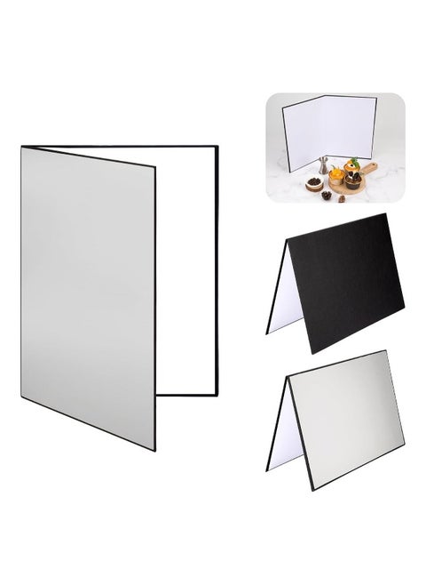 Light Reflector 3 in 1 Photography Cardboard Diffuser A4 Folding Light Diffuser Board for Studio Product Photography Still Life Photo Shooting 29 * 21cm (Black/White/Silver)