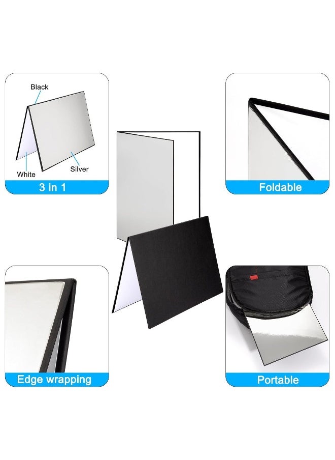 Light Reflector 3 in 1 Photography Cardboard Diffuser A4 Folding Light Diffuser Board for Studio Product Photography Still Life Photo Shooting 29 * 21cm (Black/White/Silver)