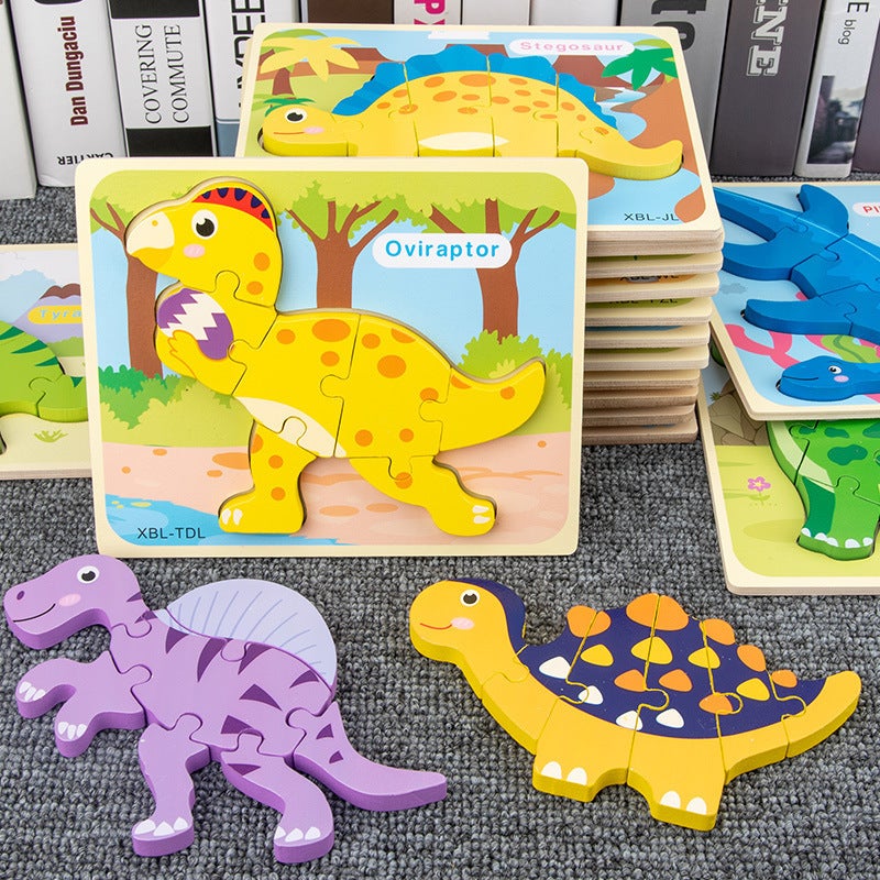 3D Three-Dimensional Dinosaur Puzzle Children'S Cartoon Three-Dimensional Puzzle Early Education Puzzle Baby Shape Matching Puzzle Toy - Image 5