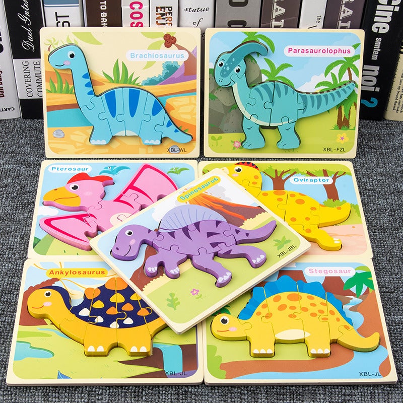 3D Three-Dimensional Dinosaur Puzzle Children'S Cartoon Three-Dimensional Puzzle Early Education Puzzle Baby Shape Matching Puzzle Toy - Image 4