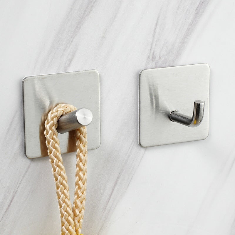 304 Stainless Steel Strong Adhesive Hook Non-Perforated Seamless Single Hook Bathroom Kitchen Door Rear Metal Coat Hook - Image 4