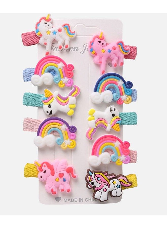 Syga 10Pcs Baby Hair Clip For Girl Alligator Hair Accessory For All Type Of Infant Toddler Baby Hairs Bow Rainbow Cloud Unicorn Patternsset Of 10 Rainbow - Image 1