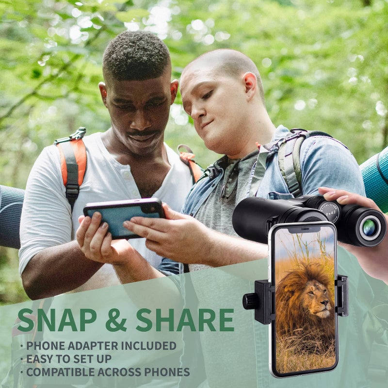 Gosky 10x42 Roof Prism Binoculars for Adults, HD Professional Binoculars for Bird Watching Travel Stargazing Hunting Concerts Sports-BAK4 Prism FMC Lens-with Phone Mount Strap Carrying Bag - Image 5