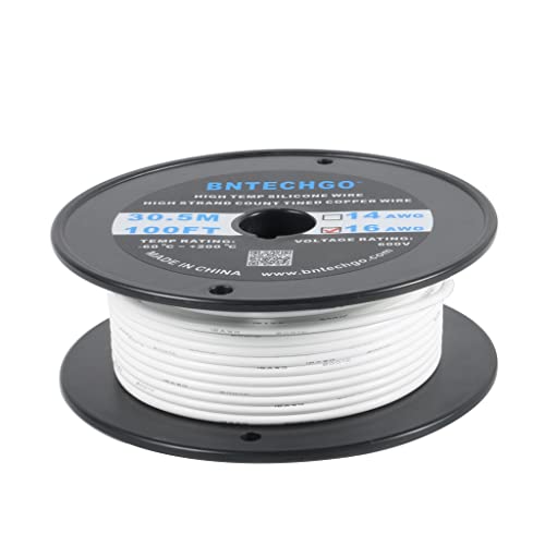 BNTECHGO 16 Gauge Silicone Wire Spool 100 ft White Flexible 16 AWG Stranded Tinned Copper Wire - Image 2