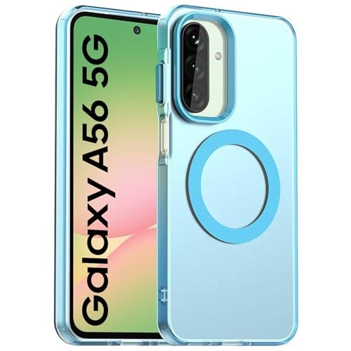 Elzzi Magnetic Case for Samsung Galaxy A56/A36 5G,(Compatible with MagSafe) Translucent Matte Shockproof Hard PC + TPU Anti-Yellow Protective Phone Cover for Men Women (Blue) - Image 1