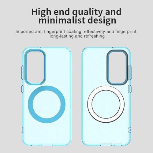Elzzi Magnetic Case for Samsung Galaxy A56/A36 5G,(Compatible with MagSafe) Translucent Matte Shockproof Hard PC + TPU Anti-Yellow Protective Phone Cover for Men Women (Blue) - Image 5