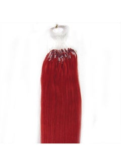 Red Hair Extensions Real Human Hair MicroBeads Remy Human Hair Micro Rings Loop Link Brazilian Colored Hair Straight 18inch 100strands 50gr
