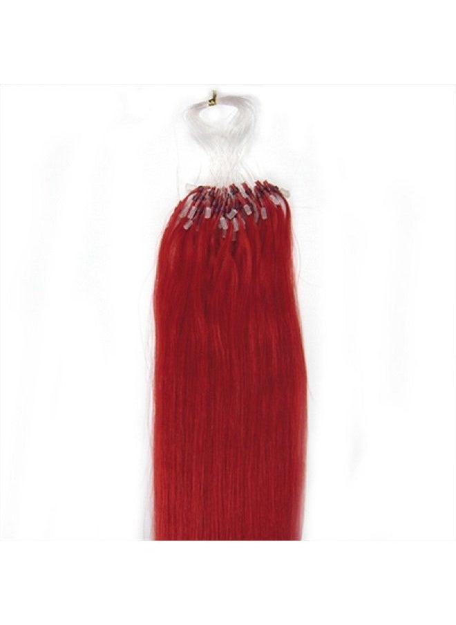 Yotty - Red Hair Extensions Real Human Hair MicroBeads Remy Human Hair Micro Rings Loop Link Brazilian Colored Hair Straight 18inch 100strands 50gr - Image 1