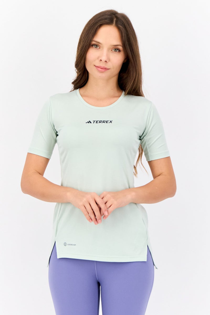 Adidas Women Sportswear Fit Short Sleeves Training Top, Sage  - Image 1