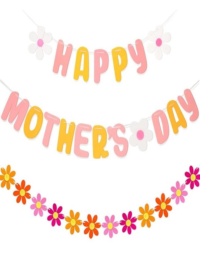 لافتة عيد أم سعيد، زينة عيد الأم، لافتة زينة، إكليل زهور الأقحوان لعيد الأم، اصنعها بنفسك للمنزل، المكتب، المدفأة، الجدار، لوازم الحفلات، زينة المناسبات، دعائم التصوير - Image 1