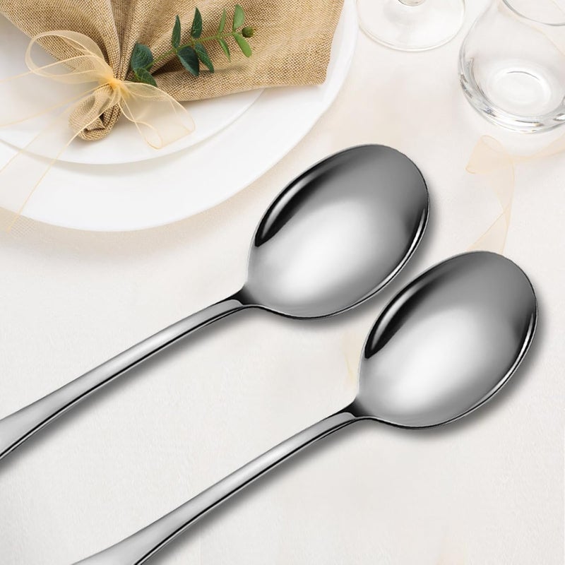 KEYOXY Stainless Steel Serving Spoons Set, 8pc, 10-Inch, Includes 8 Large Spoons, for Parties/Kitchen/Buffet/Catering, Dishwasher Safe - Image 3
