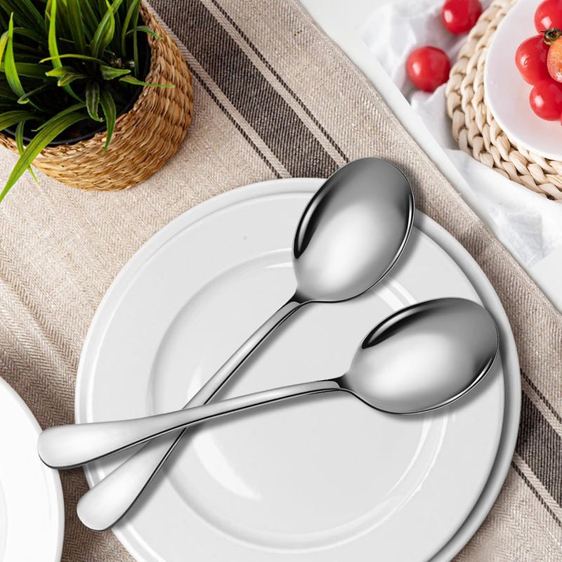 KEYOXY Stainless Steel Serving Spoons Set, 8pc, 10-Inch, Includes 8 Large Spoons, for Parties/Kitchen/Buffet/Catering, Dishwasher Safe - Image 4