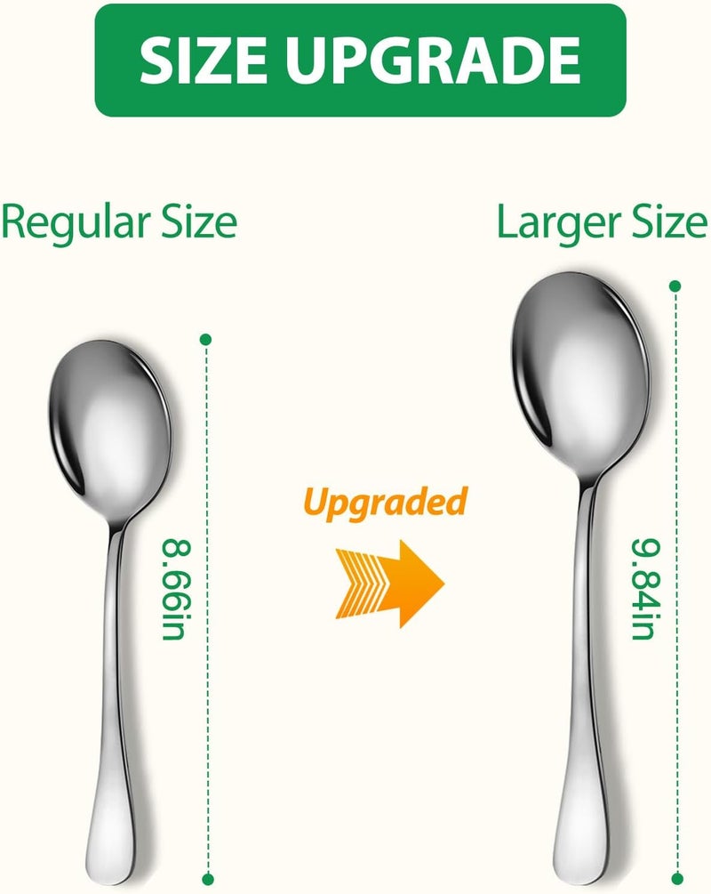 KEYOXY Stainless Steel Serving Spoons Set, 8pc, 10-Inch, Includes 8 Large Spoons, for Parties/Kitchen/Buffet/Catering, Dishwasher Safe - Image 2