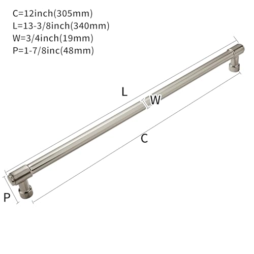 CABDM 1 Pack Appliance pulls 12 inch305mm Brushed Nickel Cabinet Pulls Extra Long Cabinet Handles Kitchen Hardware for Cabinets and Drawer - Image 3