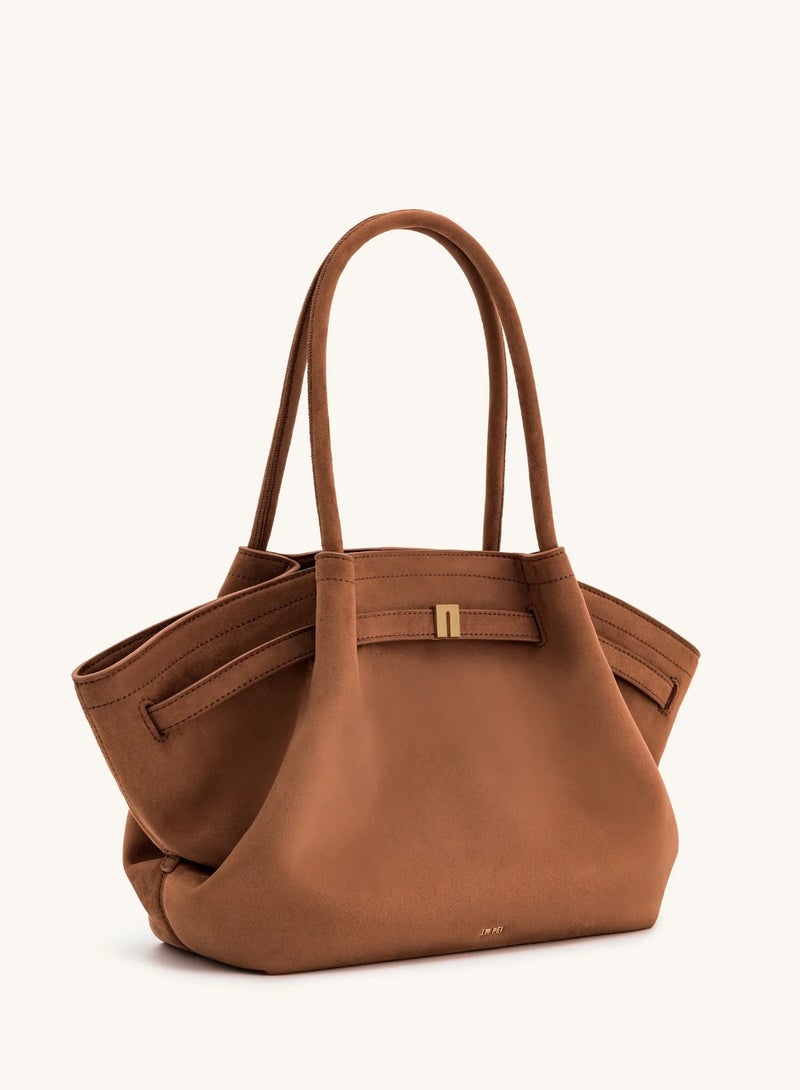 JW PEI Women's Hana Medium Faux Suede Tote Bag (Brown) - Image 1