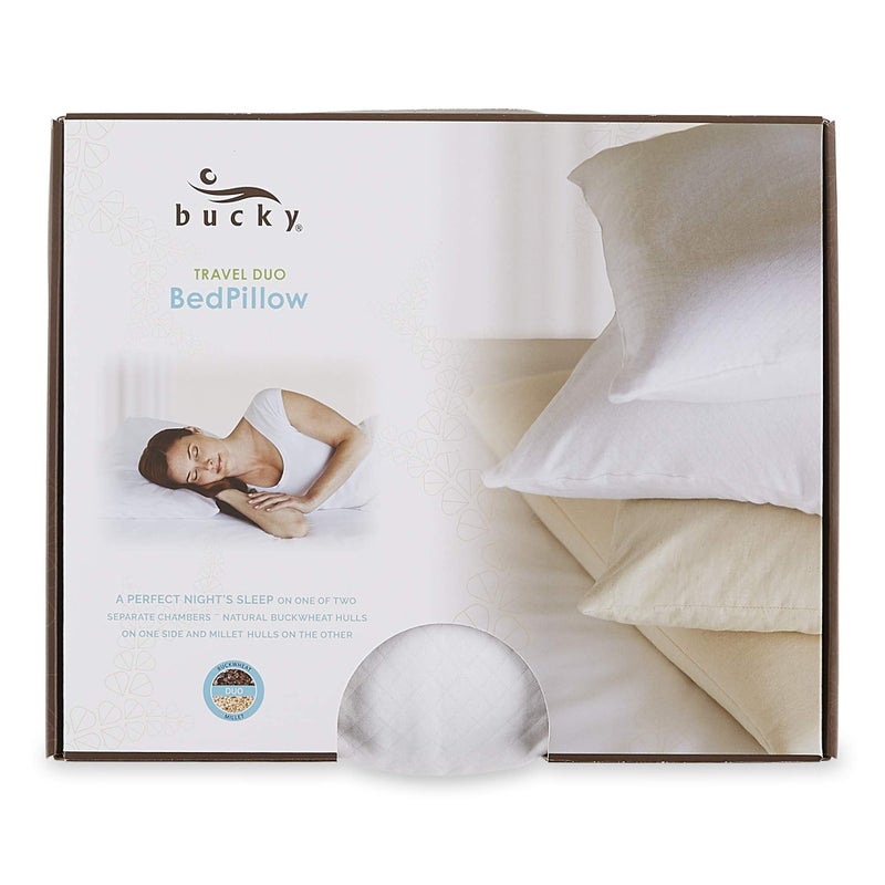 Bucky Natural Bedding Collection, Buckwheat/Millet Filled Duo Pillow, 14x11", White - Image 3