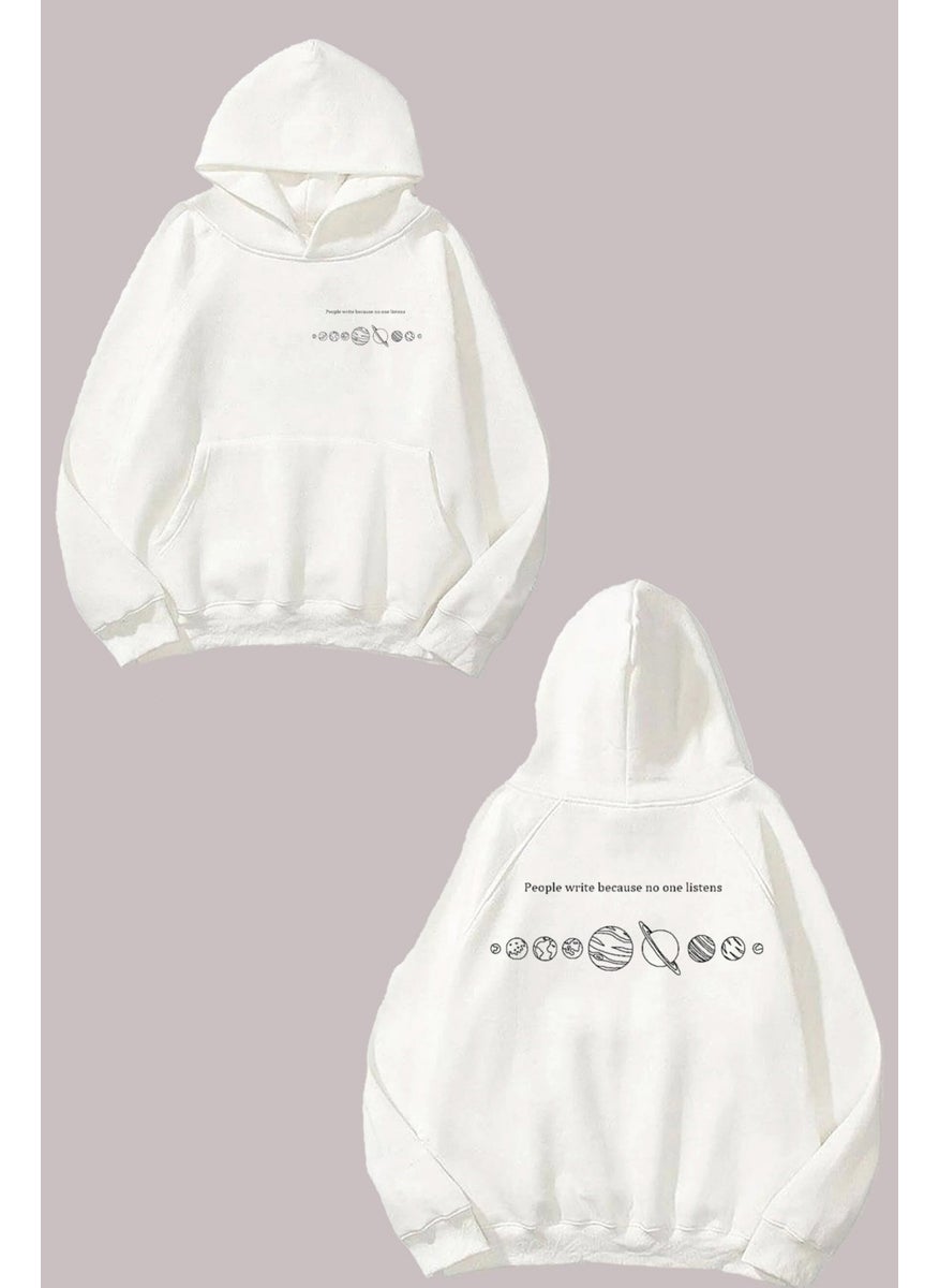 The Wert - Unisex Solar System Planets Design Front Back Printed Regular Fit White Sweatshirt - Image 1