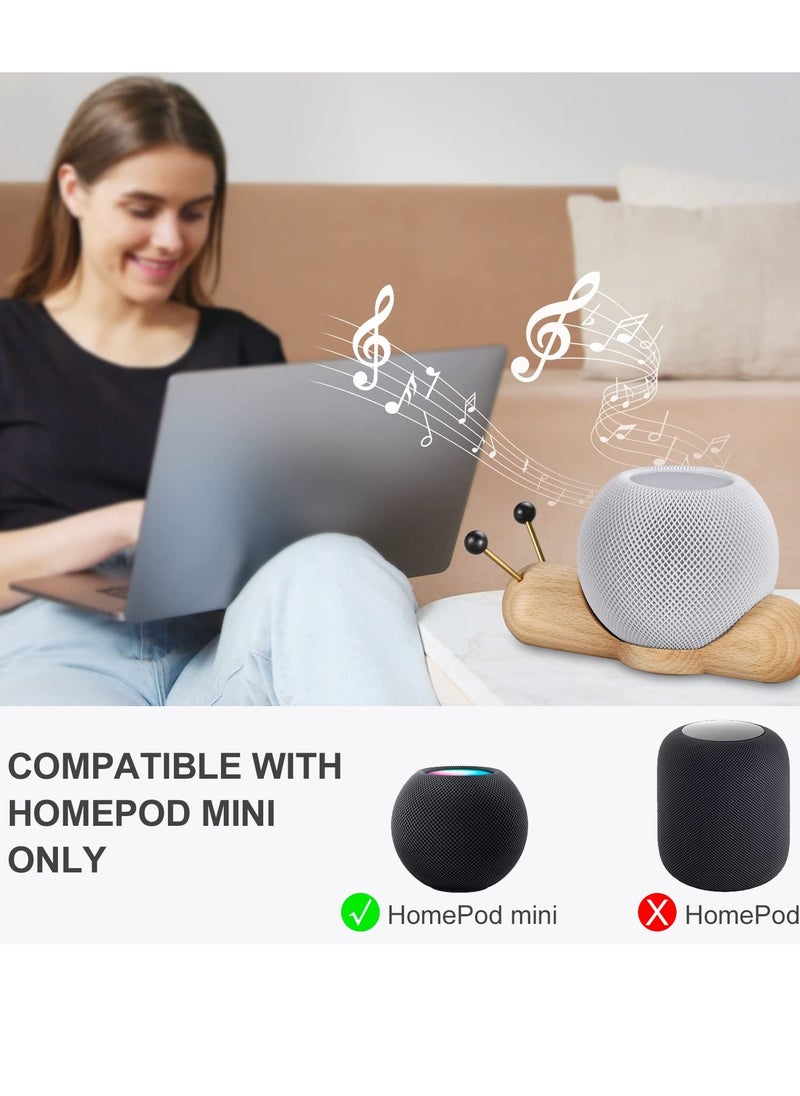 SYOSI - Speaker Stand for Apple Home Pod Mini Speaker, Non-slip Wood Snail Desk Stand Specially Designed for Apple Home Pod Mini, Cute Looking for Home Office Desktop Decoration - Image 1