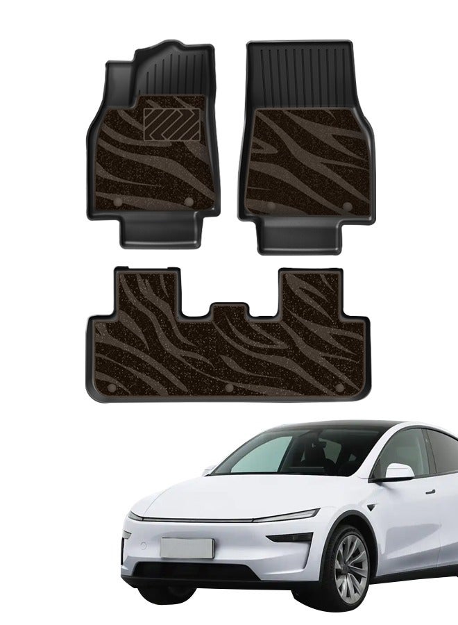 A suitable for 2024 models, Tesla model Y double-layer black TPE and coffee blanket floor mat, all-weather wear-resistant, non-slip, environmentally friendly and easy to wipe, high-grade floor mat, goodcar - Image 1