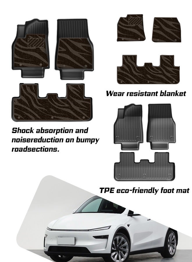 A suitable for 2024 models, Tesla model Y double-layer black TPE and coffee blanket floor mat, all-weather wear-resistant, non-slip, environmentally friendly and easy to wipe, high-grade floor mat, goodcar - Image 3