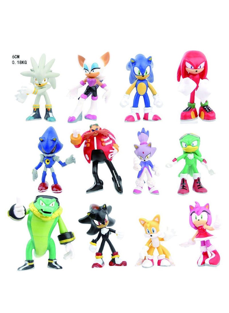 QiaoKai 12-Piece Sonic Exclusively Designed The Hedgehog Action Figure Set Kids Toy Multicolour 6cm - Image 1