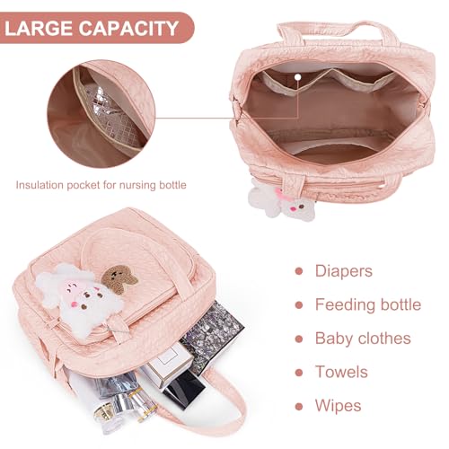 Lushandy Baby Diaper Bag Tote, Mommy Bag Cute Diaper Bags Crossbody Baby Bags for Girl Pañaleras Para Beb - Image 3