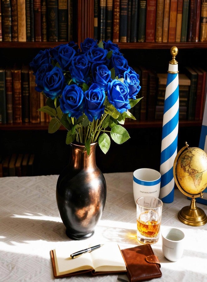 Kenpal 10pack Realistic Fake Roses Artificial Flowers with Stem for Wedding Decoration Centerpieces Bouquets (Blue) - Image 4