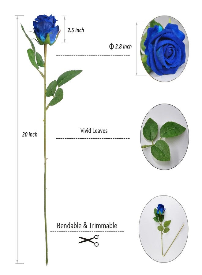 Kenpal 10pack Realistic Fake Roses Artificial Flowers with Stem for Wedding Decoration Centerpieces Bouquets (Blue) - Image 5