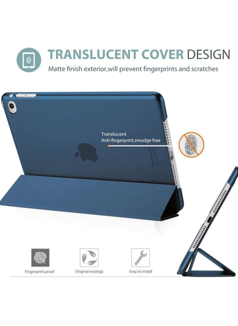 Procases - iPad Mini 4 Case - Ultra Slim Lightweight Stand Case with Translucent Frosted Back Smart Cover for 2015 Apple iPad Mini 4 (4th Generation iPad Mini, Mini4) -Navy - Image 1