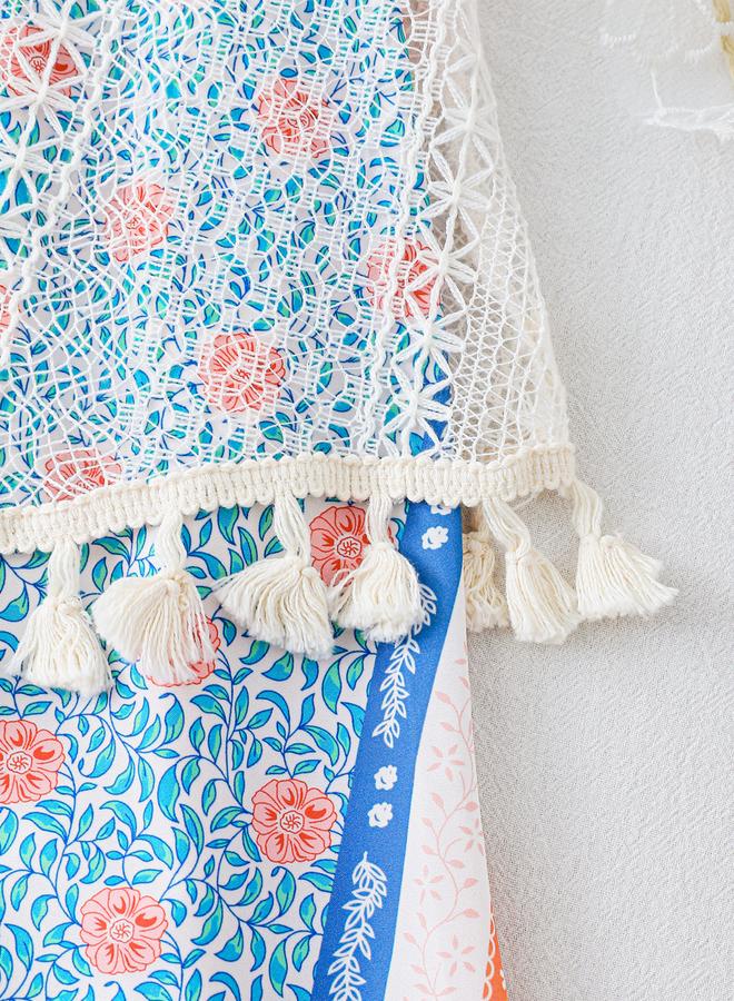 Take Two Girls Printed Sleeveless Tassel Detail Dress - Image 5