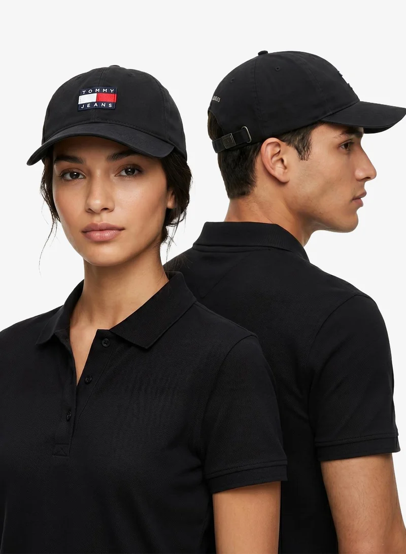 TOMMY JEANS Black Heritage Logo Embroidery Twill Baseball Cap  | Best Price UAE