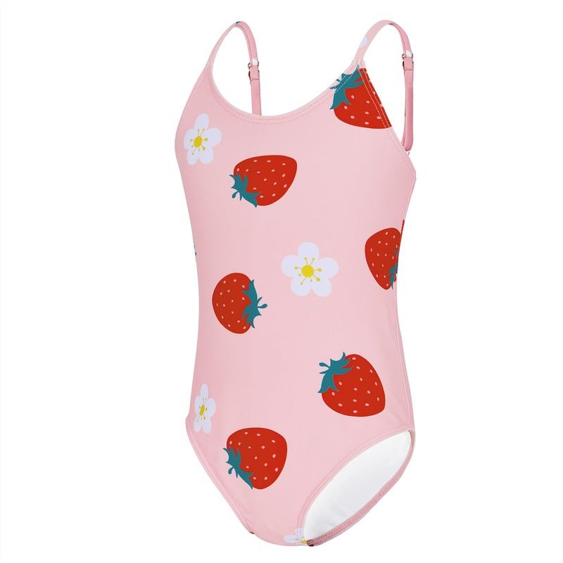 Zando Strawberry Girls Bathing Suit - Cute 6t Swimsuit Girls, One Piece Toddler Girl Bathing Suit 6t with Adjustable Straps, Kids Swimsuit for Summer Beach Vacation Swimming Course Wear 6-7T - Image 1