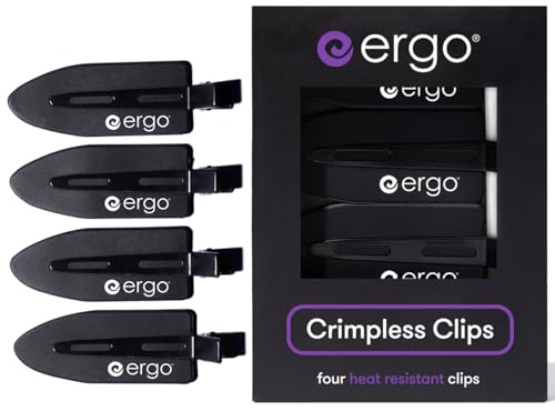ERGO NoCrease Hair Clips 4 Pcs HeatResistant Crimpless Clips for Hair Styling Sectioning Makeup No Bend Clips for Women Curls Bangs Salon Use - Image 1