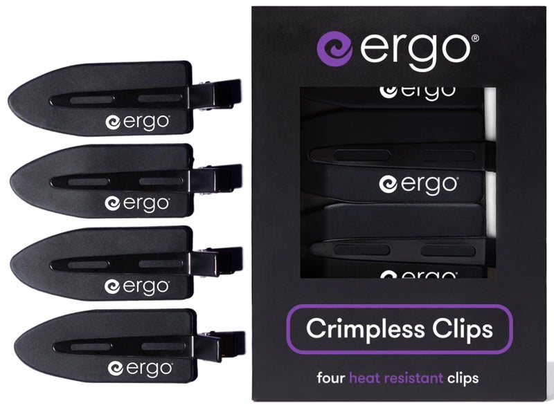 ERGO NoCrease Hair Clips 4 Pcs HeatResistant Crimpless Clips for Hair Styling Sectioning Makeup No Bend Clips for Women Curls Bangs Salon Use - Image 3