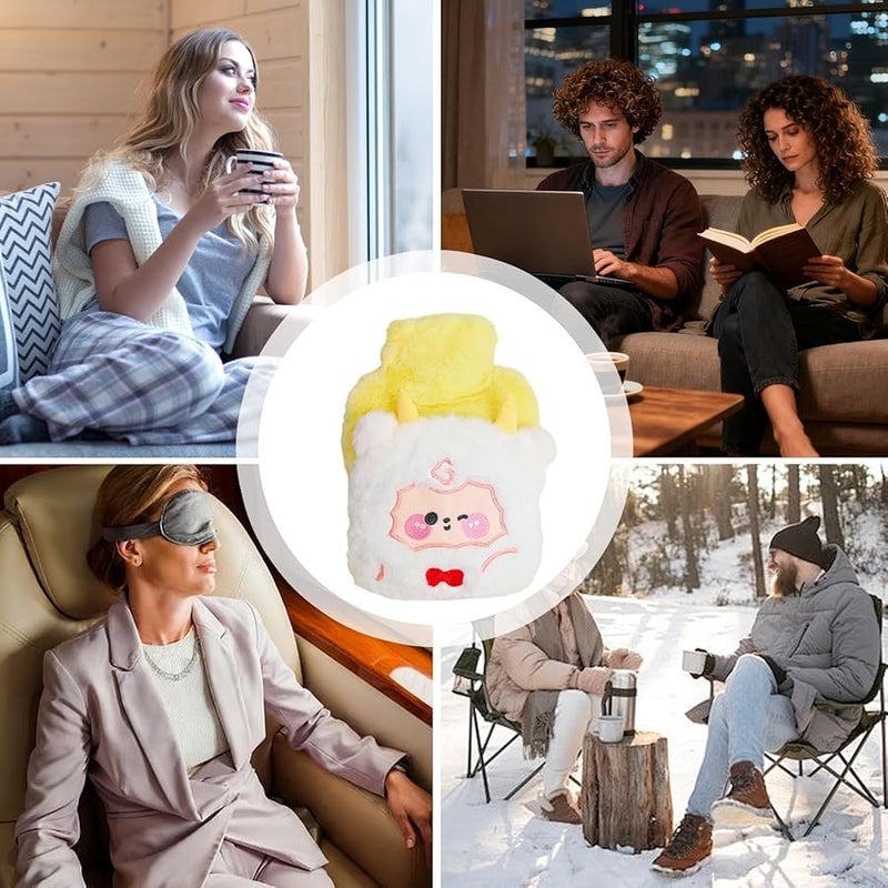 غطاء تدفئة زجاجة الماء الساخن من صوف الحمل للنساء والرجال للبطن والرقبة والقدم واليد - Image 5