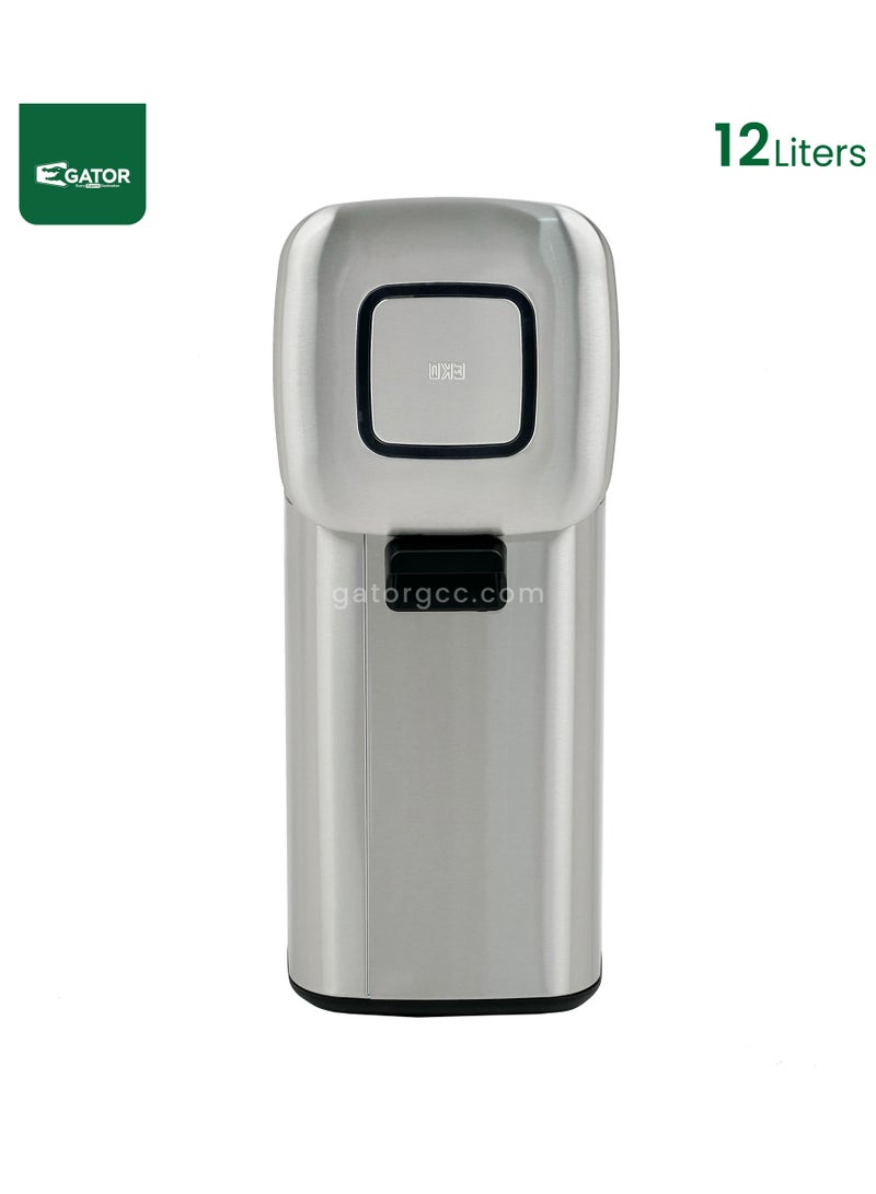 EKO EKO Stainless Steel Square Matt finish soft close Bin 12L Silver - Image 3