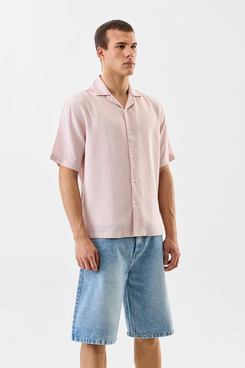 سنيتش Pastel Pink Solid Half Sleeve Boxy Shirt
