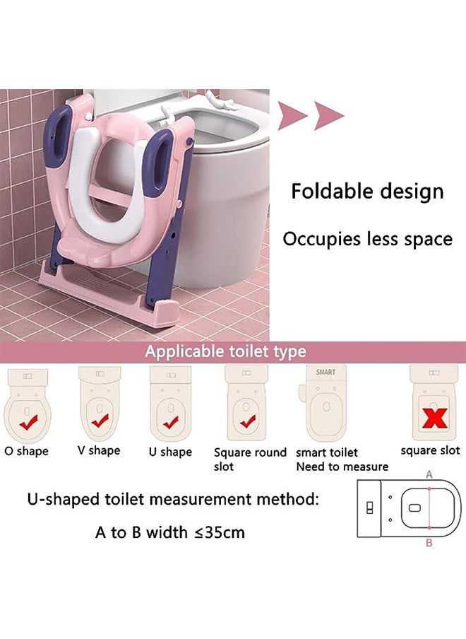 Arabest Toddler Toilet Seat with Adjustable Step Stool Ladder,Potty Training Toilet Teat,2 in 1 Foldable Kids Toilet Training Seat,Splash Guard and Anti-Slip Handles for Boys Girls  - Image 5