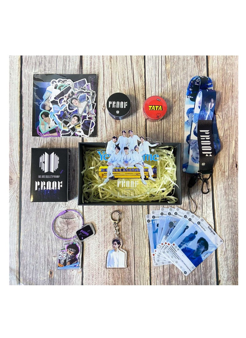 Generic BTS V Personal Gift Box With Lomo Cards, Acrylic Stand, Hand Account Tape, Keychain, Lanyard, Stickers, Photo Card 