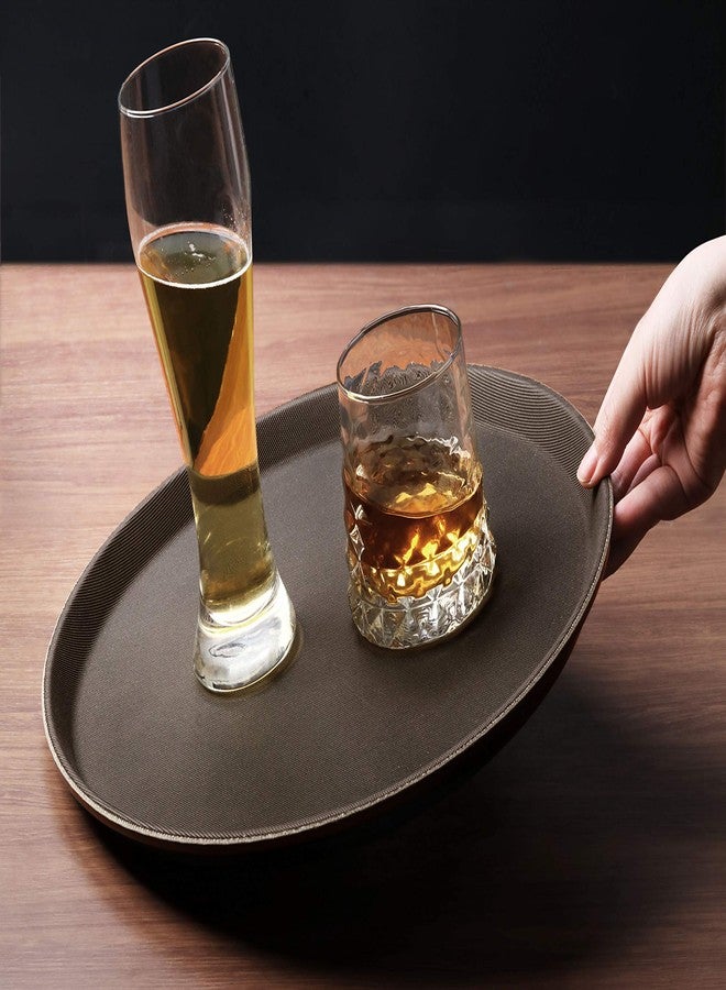 نيو ستار فود سيرفيس صينية نيو ستار فود سيرفيس غير قابلة للانزلاق، مصنوعة من البلاستيك، مبطنة بالمطاط، دائرية (بني، 14 بوصة) - Image 5