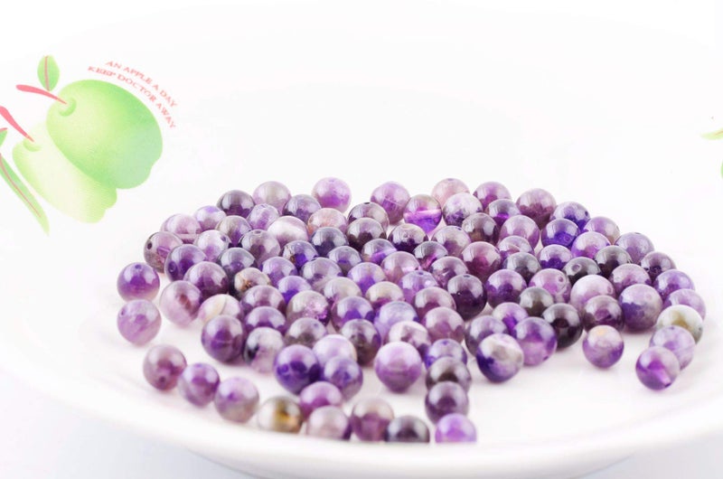Cmidy Natural Stone Beads 100pcs Round Genuine Real Stone Beading Loose Gemstones Hole Size 1mm DIY Smooth Bead for Bracelet Necklace Earrings Jewelry Making (Amethyst Purple, 6mm) - Image 4